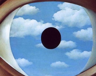 ルネ・マグリット作「偽りの鏡」（1928年）、手描きの油絵複製画