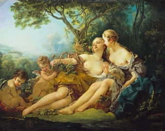 Francois Boucher Bacchus and Erigone 1745, Eighteenth-century oil painting reproduction, Large oil painting reproduction