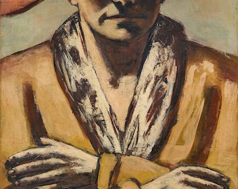 Autoportret Maxa Beckmanna żółto-różowy 1943, ręcznie wykonana reprodukcja obrazu olejnego