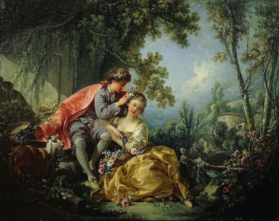 フランソワ・ブーシェ作「四季」春 1755年、高品質の手描き油絵複製画