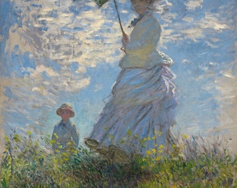 クロード・モネ「日傘をさす女性」1875年、印象派、高品質手描き油絵