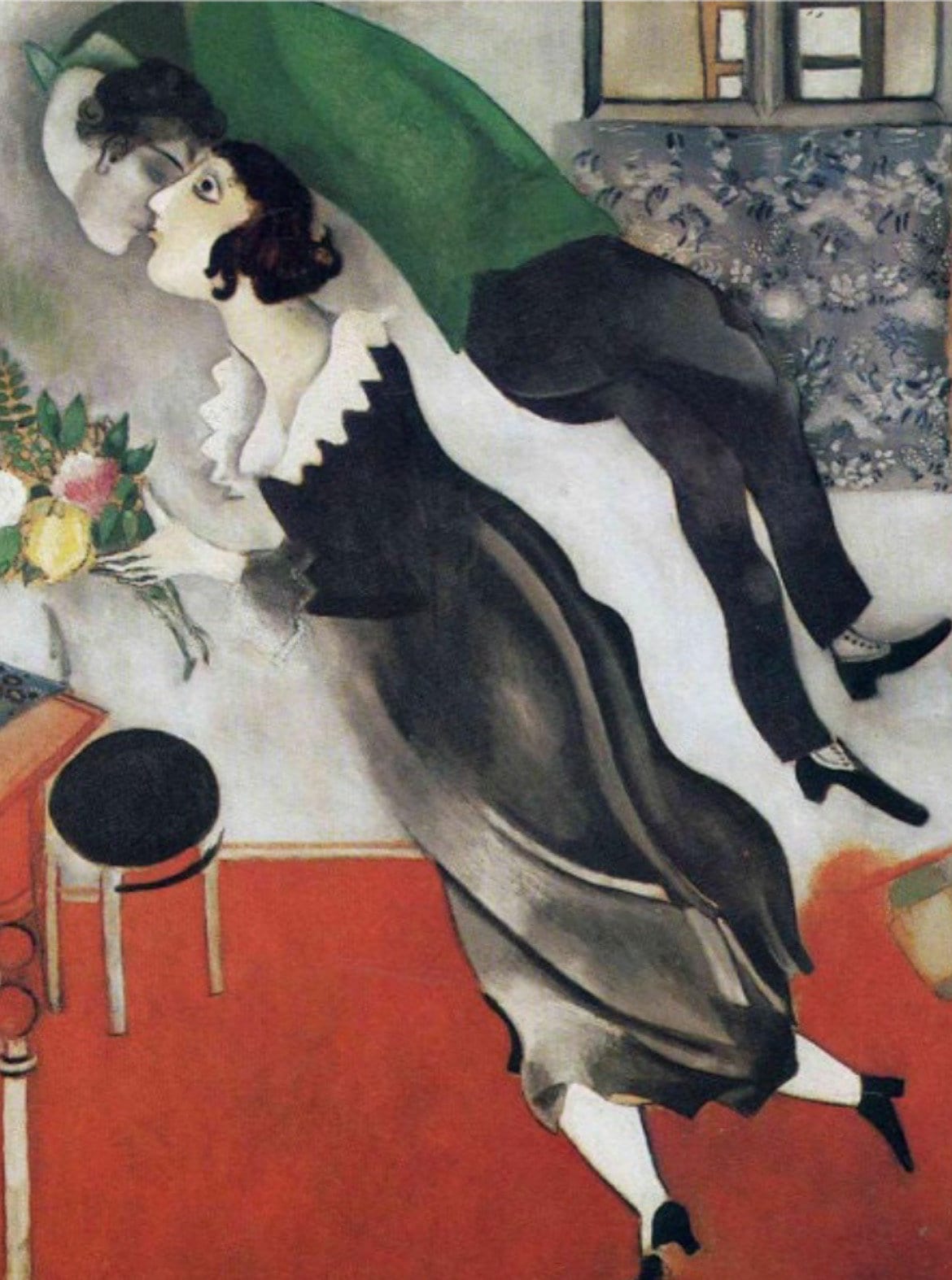 マルク・シャガール作「誕生日」（1915年）、手描きの油絵複製画