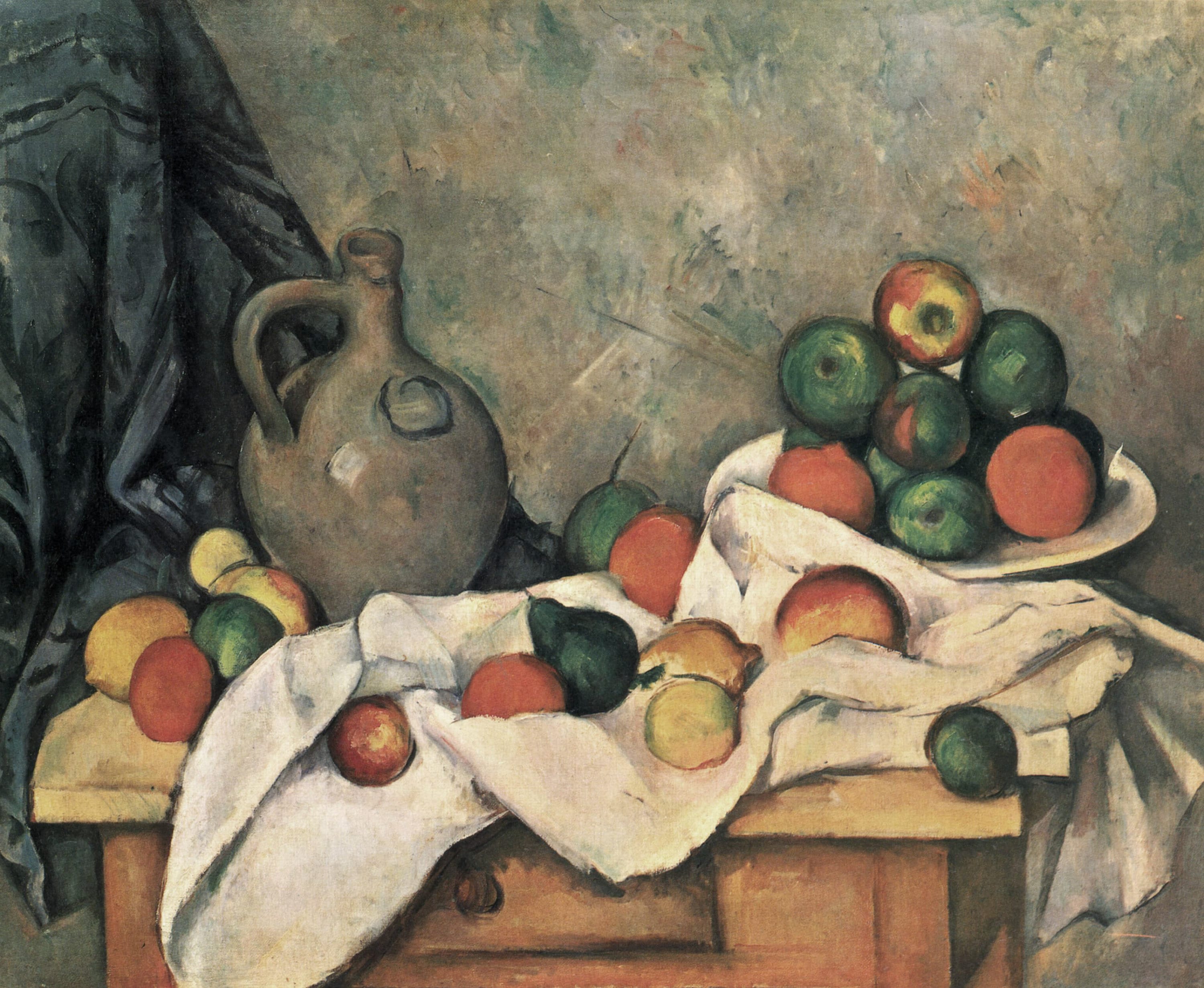 Paul Cezanne Curtain, Jug and Fruit Bowl 1893, Hand-painted Oil