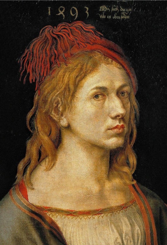 アルブレヒト・デューラー作「アザミを持つ画家の肖像」（1493年