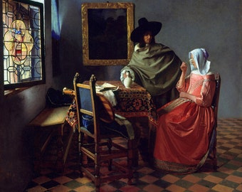 Johannes Vermeer The Glass of Wine 1660, High quality hand painted oil painting reproduction