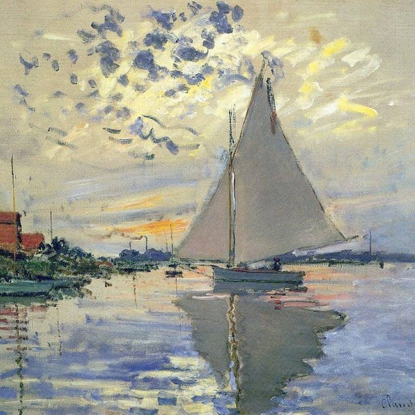 Claude Monet Voilier au Petit-Gennevilliers 1874, impressionism, High quality Hand painted oil painting reproduction