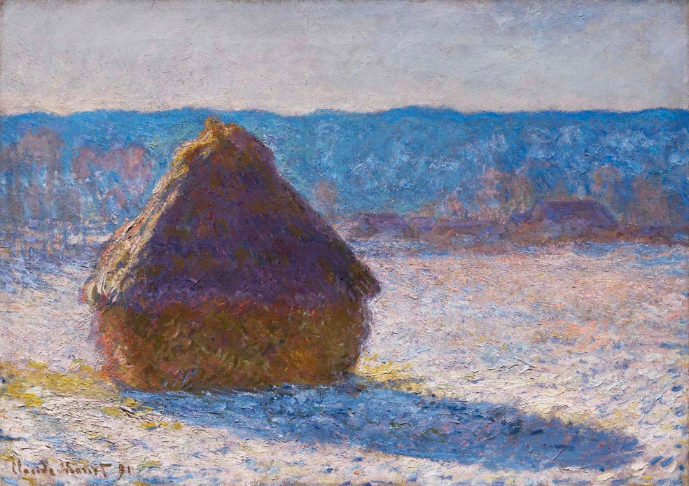 クロード・モネ作「積み藁、雪の効果」1891年、印象派、キャンバスに
