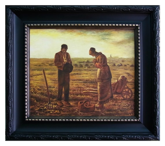 くらしを楽しむアイテム ジャン=フランソワ・ミレ-晩鐘 美品 絵画 47×57 高級額装 複製画 絵画