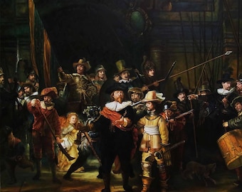 Rembrandt The Night Watch, Rembrandt largest and most famous painting, hand-painted oil paintings reproduction, Museum-Quality