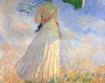 クロード・モネ「日傘をさす女性」右向き、1886年、印象派、高品質