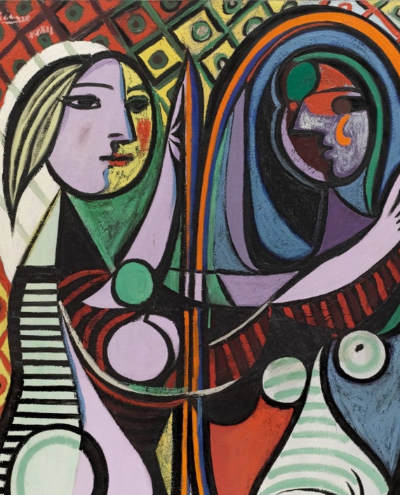 パブロ・ピカソ「鏡の前の少女」1932年、手描き油絵複製 - Etsy 日本