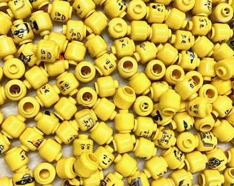 LEGO Lot of 50 YELLOW Minifigure Head Pieces! - 50 Pack Huge Variety of Faces Randomly Picked -