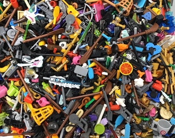 Lego lot of 100 Minifigure Accessories Randomly Picked from HUGE selection! Weapons Tools Fun Holdable Items!