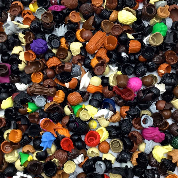 Lotto Lego di 25 pezzi di CAPELLI per Minifigure scelti a caso da una ENORME selezione! Solo acconciature per copricapi