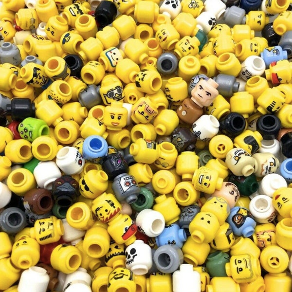 LEGO lot of 50 minifigure head pieces randomly hand picked grab bag mix of themes castle star wars town ect! FREE SHIPPING!