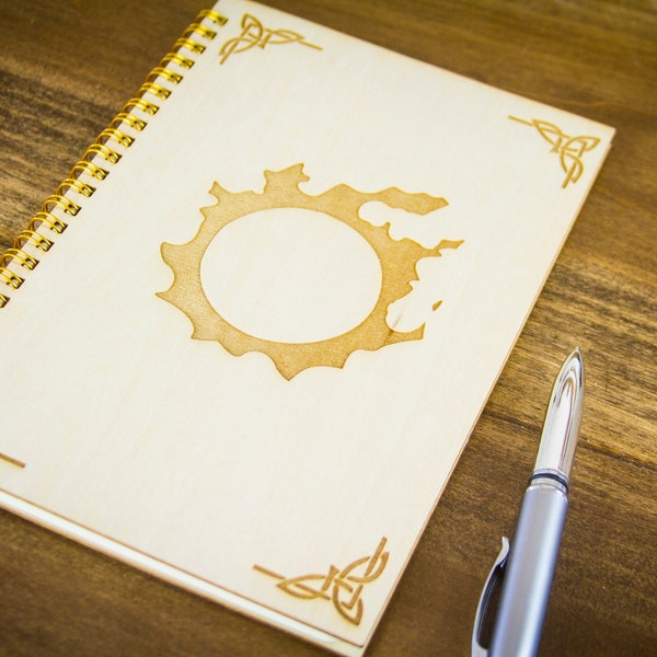 Final Fantasy 14 Inspired Wooden Journal! Eorzean Wooden Notebook Cover! Front and Back Wooden Cover For A Warrior of Light’s Notebook!