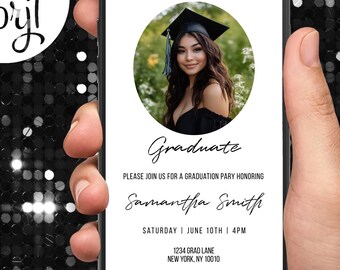 Plantilla de invitación de graduación moderna: foto, promoción de 2026 (digital)