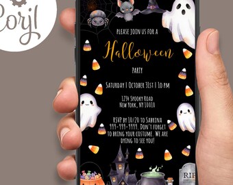 Invitación de Halloween en acuarela: Descarga digital para smartphones (Evite)