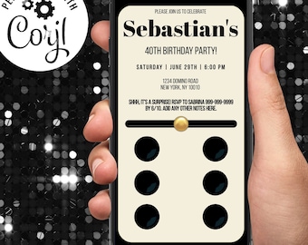 Plantilla de invitación de cumpleaños de Domino: Tema editable para una noche de juegos (Descarga digital)