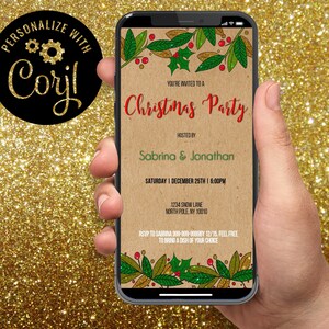 Invitación a la cena de Navidad / Fiesta de Navidad / Intercambio de regalos / Friendsmas / Digital / Electrónica / Plantilla / Dibujado a mano / Fiesta