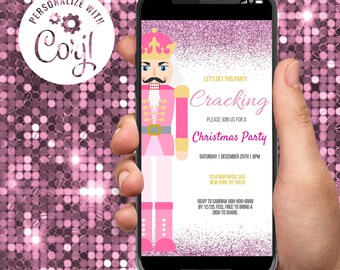 Invitación navideña de Cascanueces rosa: Editable digitalmente en Evite
