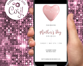 Mother's Day Brunch Digital Electronic Text Editable Invitation Template Instant Download