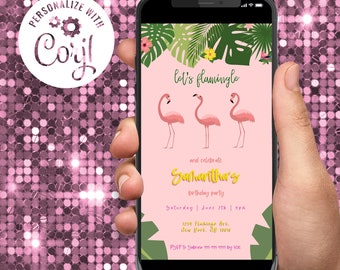 Flamingo-Theme Invitation for Birthday Party, Bachelorette Party, Bridal Shower, Kid's Birthday or Any Other Event Digital Instant Download