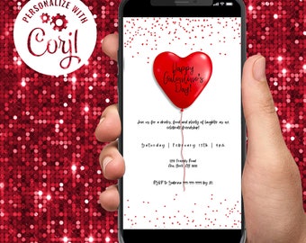 Galentine's or Valentine's Day Party/Brunch Digital Electronic Editable Instant Download Invitation Template