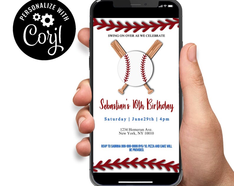 Baseball Invitation Template BaseballTheme Birthday Invitation Edit Text Yourself Any Occasion Instant Digital Download
