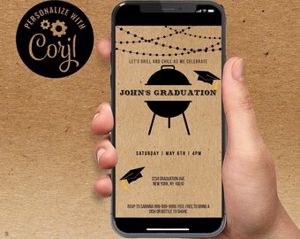 Graduation BBQ Evite: Minimalist Text Invitation (Digital Download)