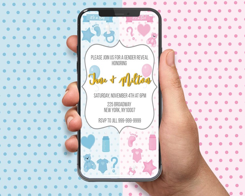 Digital Electronic Gender Reveal Invitation Template Corjl Etsy