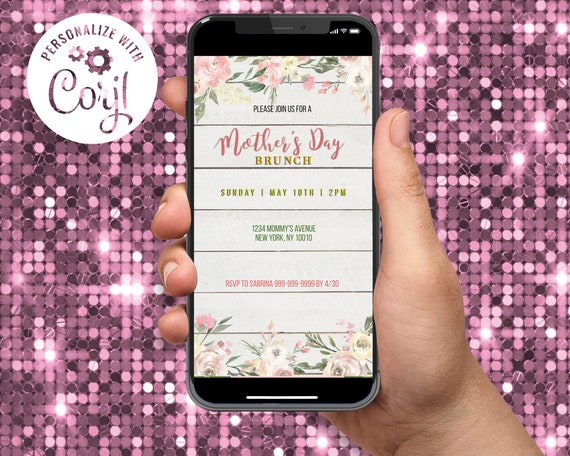 Mother's Day Invitation Digital Electronic Editable Text Instant Download Template