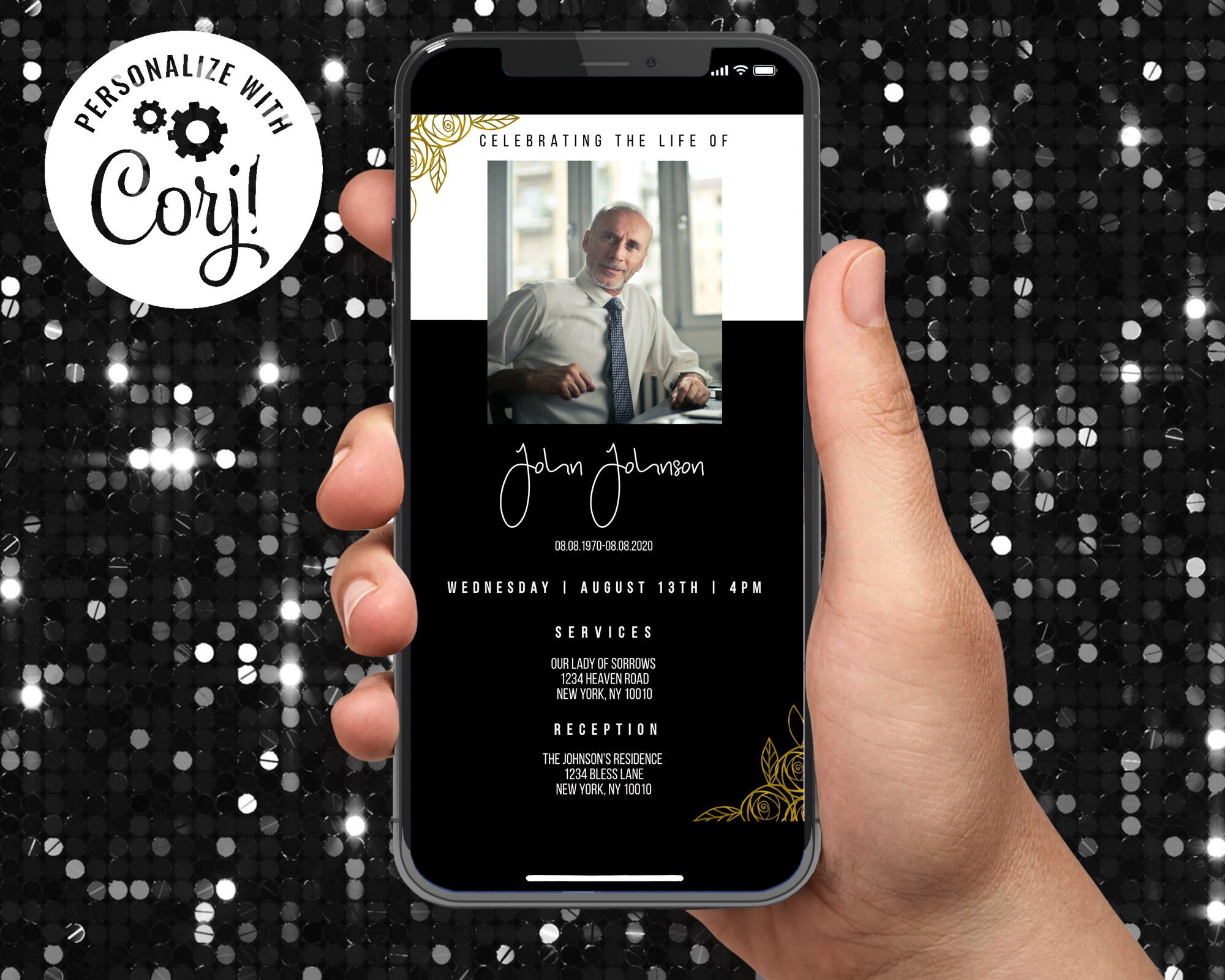 Funeral Announcement Electronic Digital Invitation Celebration Etsy