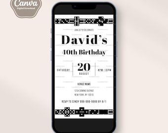 Dominos Theme Invitation Template, Dominos Birthday Invitation, Dominoes Game Night, Editable Text, Mobile, Cellphone Evite, Canva Template