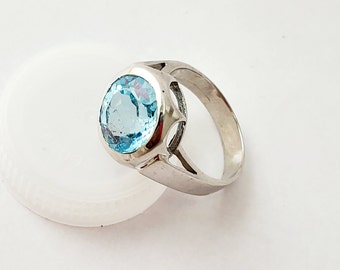 Classic Swiss Blue Topaz Ring ,Enchanting Blue Topaz Coctail Ring.