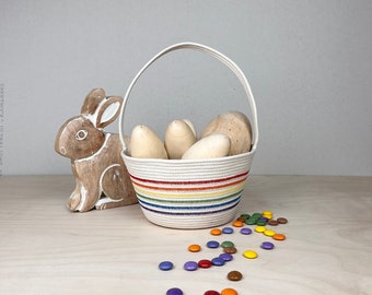 Easter Basket with bright and colourful Rainbow, great for kids Easter gifts or Bunny Basket