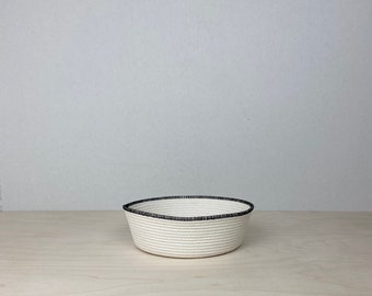 Medium decorative cotton rope bowl with Black trim