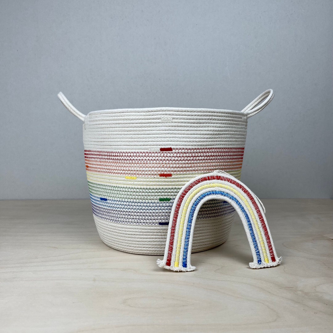 Rainbow Basket, Rainbow Storage Basket, Kids Toy Basket Etsy
