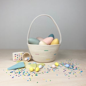 Easter Basket with Sprinkles, Rope Easter basket, Easter Baskets for Kids, Easter Gifts, Easter Bunny Basket, Multicolored Basket