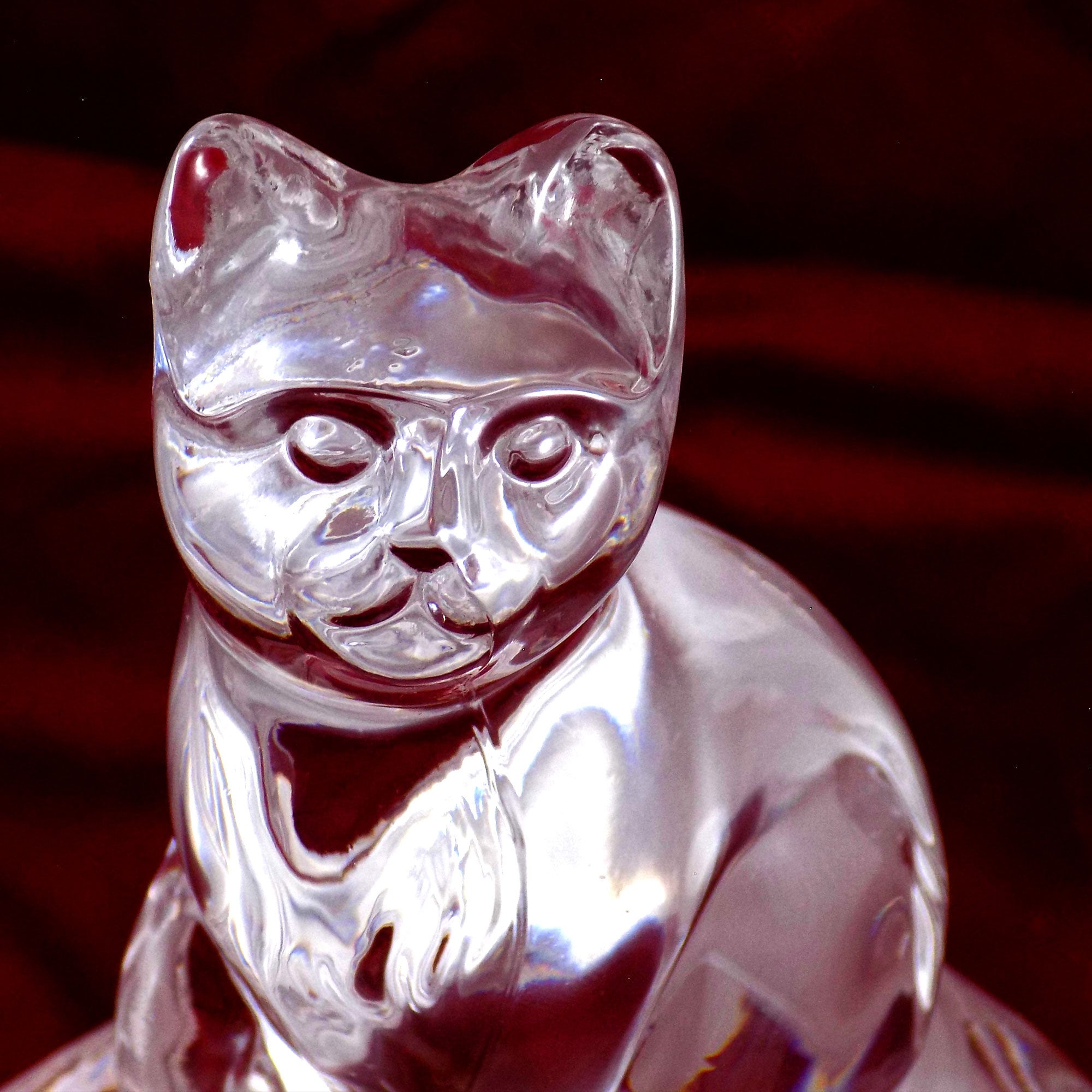 Vintage Glass Cat Ornament Clear and Frosted Glass Etsy