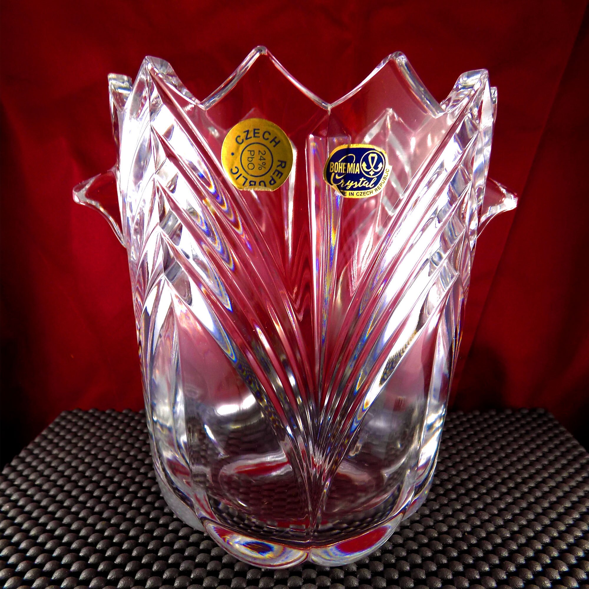 Vintage Bohemia Crystal Flower Vase Czech Crystal Vase Etsy