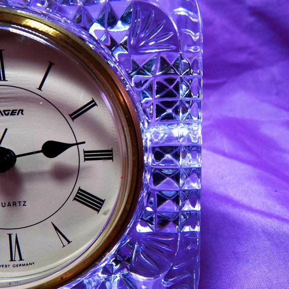 Clock Quartz Vintage Kristall Mantle Uhr, Tischuhr, Staiger Staiger German West