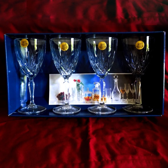 Vintage Italian Crystal Wine Glasses, Preludio Wine Glasses, Set of Four,  Vintage Glassware 