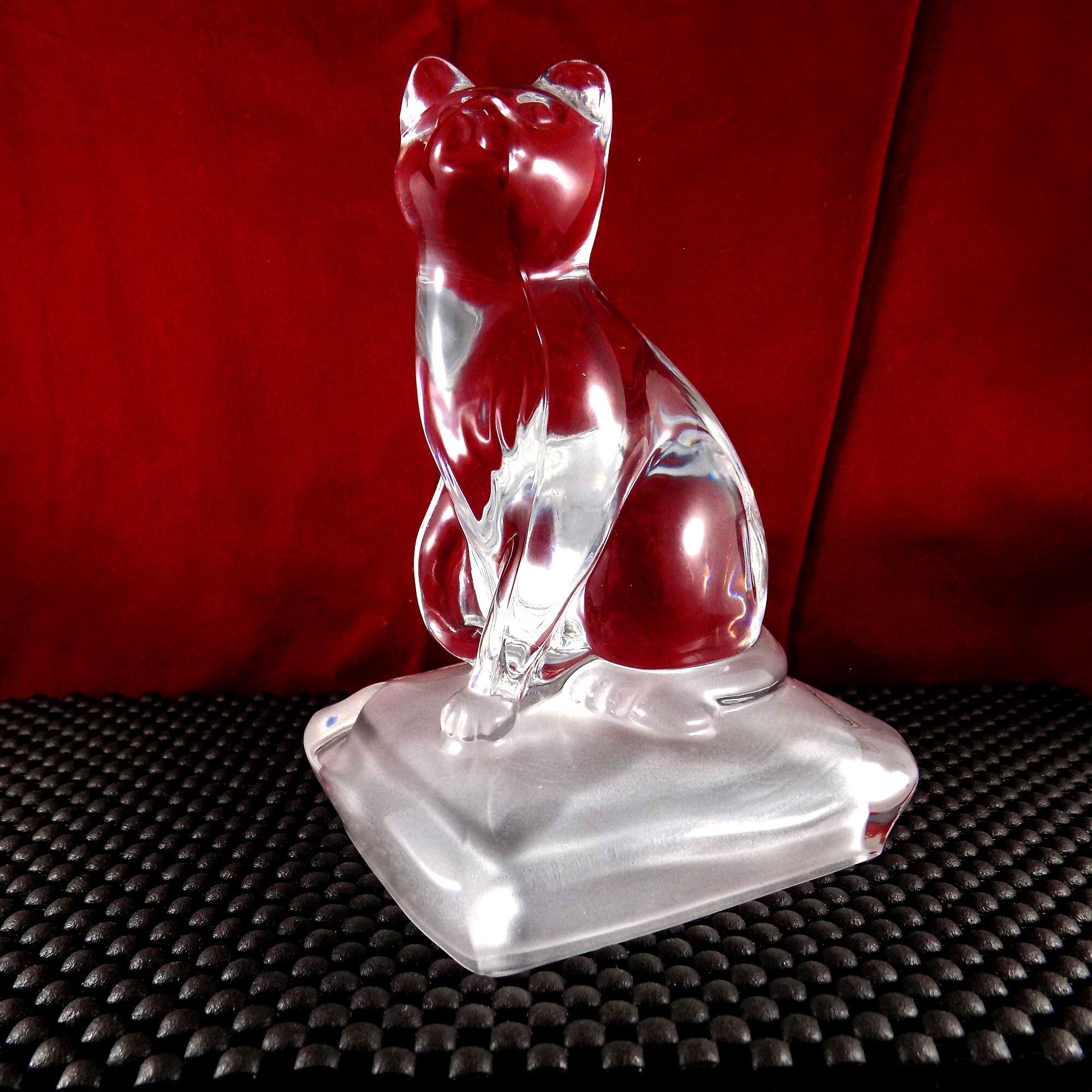 Vintage Glass Cat Ornament Clear and Frosted Glass Etsy