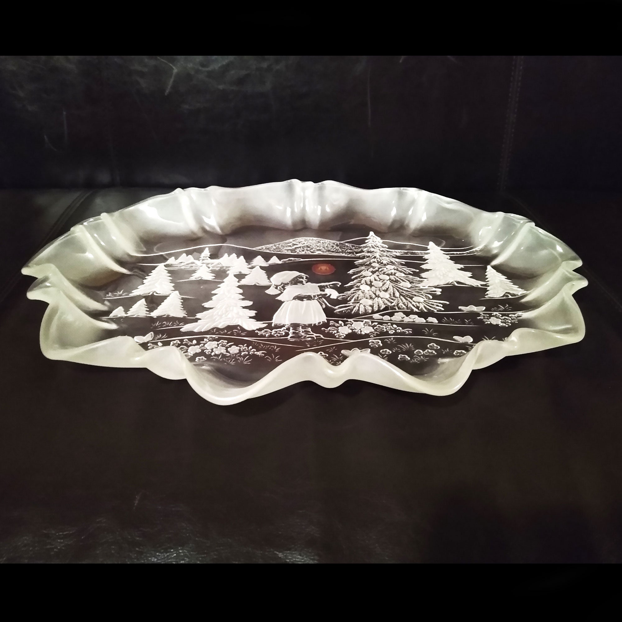 Vintage Mikasa Crystal Platter Winter Platter Vintage Glass Etsy Polska