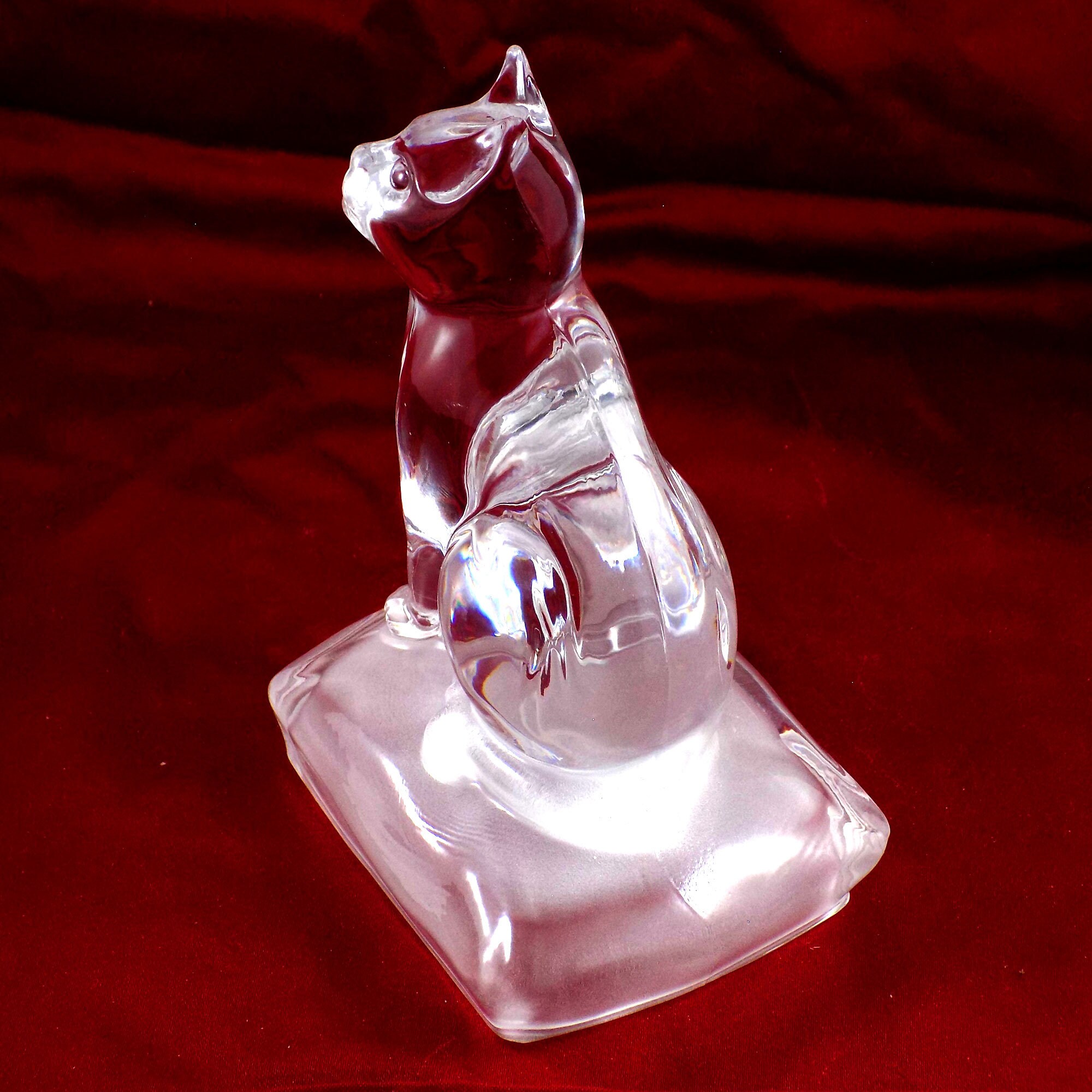 Vintage Glass Cat Ornament Clear and Frosted Glass Etsy