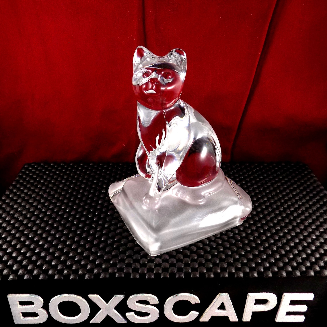 Vintage Glass Cat Ornament Clear and Frosted Glass Etsy