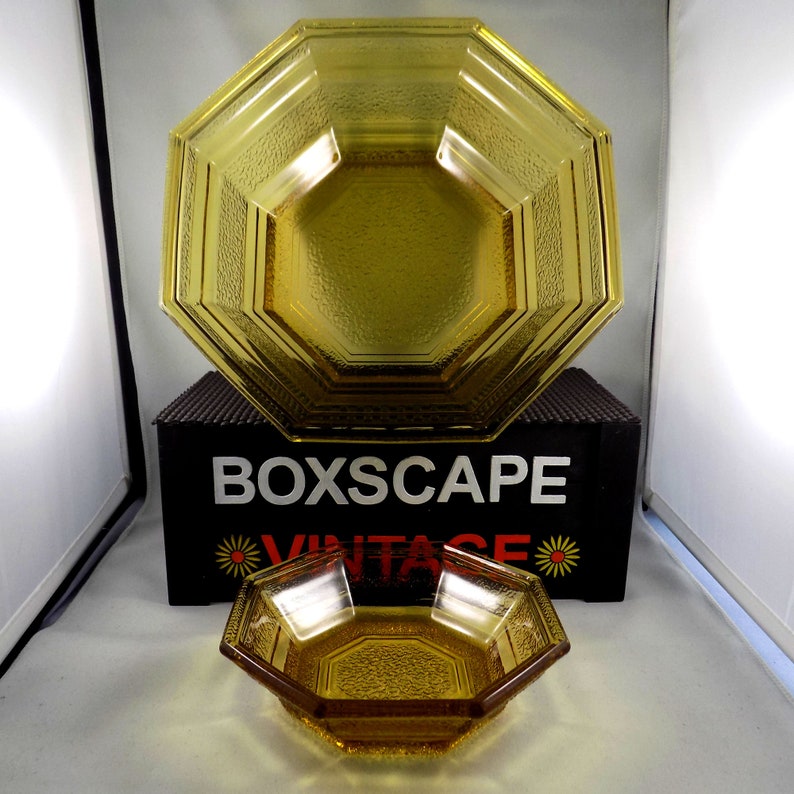 Vintage Amber Glass Chip and Dip Bowls Vintage Anchor Etsy