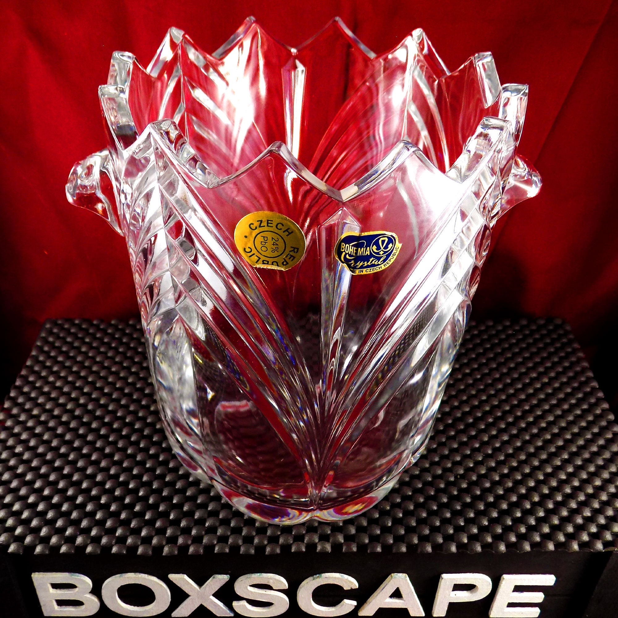 Vintage Bohemia Crystal Vase Czech Crystal Flower Vase Etsy