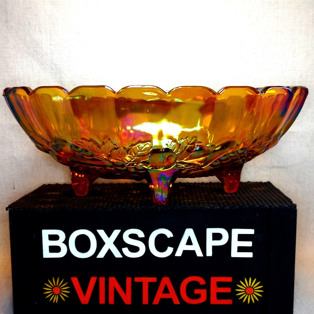 Vintage Indiana Glass Salad Bowl, Carnival Glass Serving Bowl